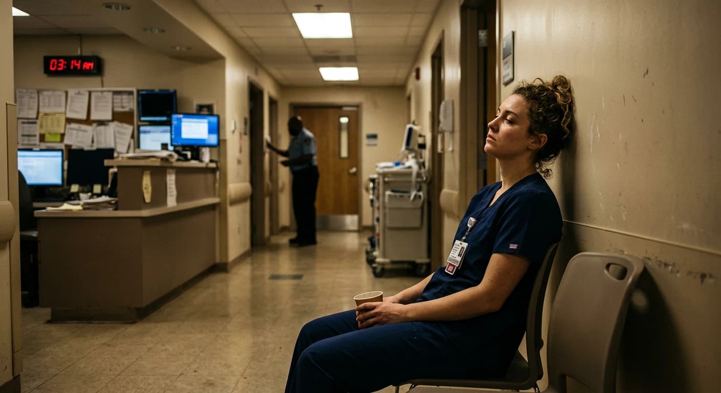 Medical worker resting during a long hospital shift